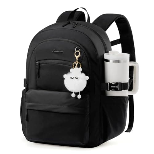 LOVEVOOK School Backpack for Teen Girls & Women, 35L Large Laptop Backpack with 40oz Water Bottle Pocket, Waterproof Cute College Bookbag, Student Backpack for Middle High School Travel Work Black