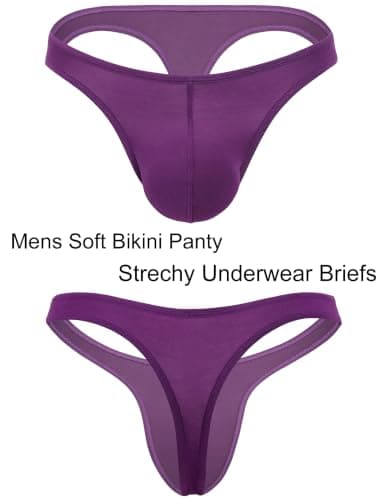 Men's Thong G-String Underwear Soft Stretch Brief Bulge Pouch Underwear - Thumbnail 5
