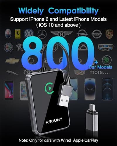 Apple CarPlay Wireless Adapter, Convert OEM Wired CarPlay to Wireless Dongle, 5.8GHz WiFi & Bluetooth Car Adapter, Plug & Play Auto Connect, Compatible with Cars (2016+) & iPhone iOS 10+, Dark Grey - Thumbnail 6