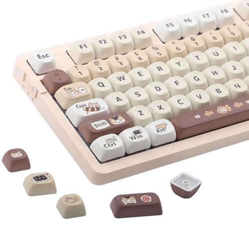 AKepopery PBT Keycaps MOA Profile 134 Keys for Cherry MX Switches Mechanical Keyboard, Cute Sushi Cat Theme Keycaps Set - Non-Backlit