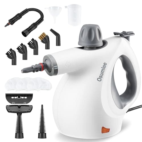 Osumlee Pressurized Handheld Steam Cleaner with 14 pcs Accessories 15.2OZ Multi-Purpose Portable Steamer for Cleaning, Multi-Surface Steamer for Home, Floor, Grout