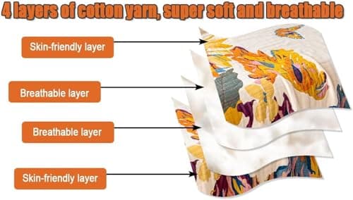 MSGKV Boho Throw Blanket for Couch and Sofa 50"x60" Cotton Throw Cover for Living Room with Floral and Butterfly, Spring Breathable&Lightweight Blanket - Thumbnail 4