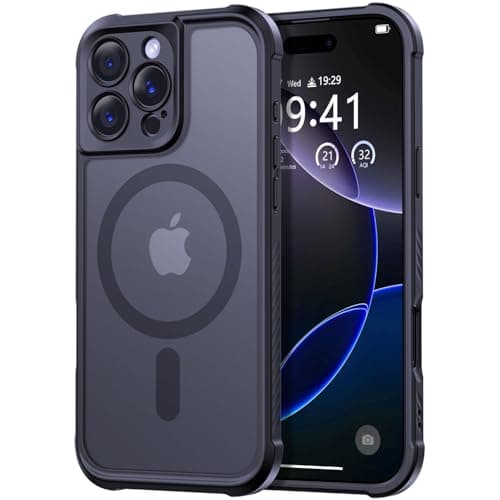 Thomo Magnetic for iPhone 16 Pro Max Case, [Full Camera Protection] [Compatible with Magsafe] Military-Grade Shockproof, Anti-Fingerprint Translucent Matte Phone Case,Black - Image 1