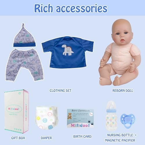 Milidool Lifelike Reborn Baby Dolls Boy - 18-Inch Baby Soft Body Realistic-Newborn Baby Dolls Cloth Body Real Life Baby Dolls with Toy Accessories for Kids Age 3 4 5 6 7 + - Thumbnail 5