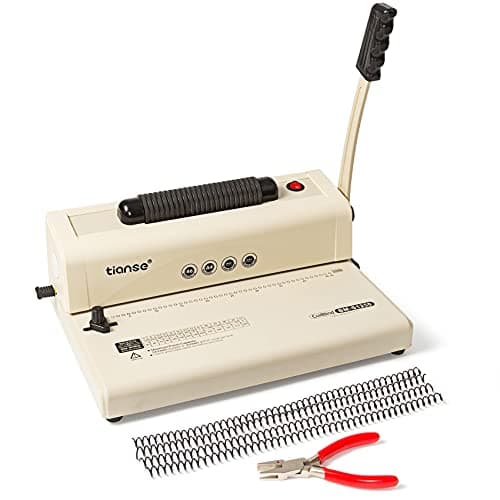 TIANSE Binding Machine - Electric Coil Inserter for Professional Binding, 12-Sheet Punch, for Letter/A4/A5 & Plastic/Metal Coils, with 100 Coil Spines & Pliers for Home, Office, School, DIY - Image 1