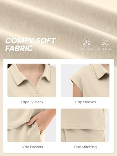 XMWEALTHY Cute Clothes for Girls Summer Casual Activewear Comfort Short Sleeve Tops and Shorts with Side Pockets 2 Piece Outfits for Going Out Holidays Dark Beige 5-6T - Thumbnail 5
