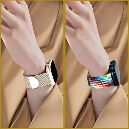 Magnetic Clasp Watch Bands for Women and Men, Compatible with Apple Watch Bands 38mm 40mm 41mm 42mm 44mm 45mm 46mm 49mm, for iWatch Bands Ultra/Ultra 2 SE Series 10 9 8 7 6 5 4 3 2 1, Stainless Steel & Nylon - Thumbnail 6