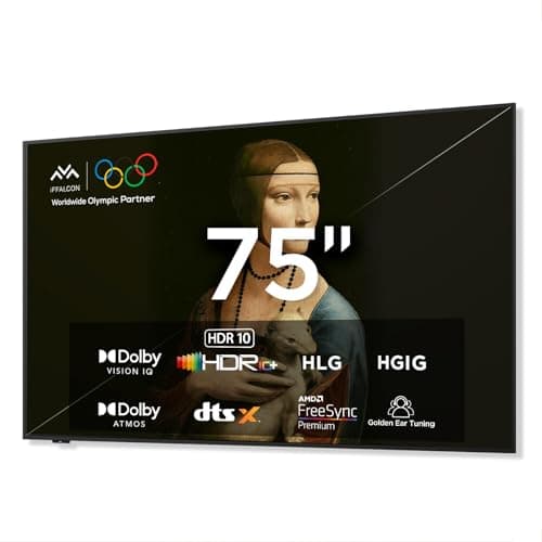 iFFALCON 75-Inch Class QLED 4K Smart TV, Ultra-Slim Picture Frame TV, 144Hz, HDR, Art Mode w/AI Art, Wide Color Gamut, Dolby Vision IQ, Dolby Atmos, Google Assistant Voice Remote(75F75, 2025 Model)