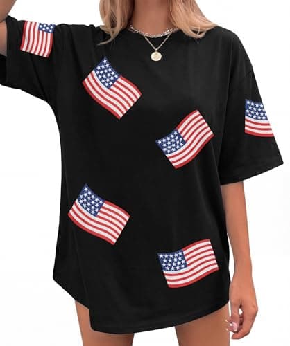 American Flag Shirts for Women: 4th of July T Shirt USA Shirt Oversized Patriotic Tshirt USA Stars Stripes Tee Tops - Image 1