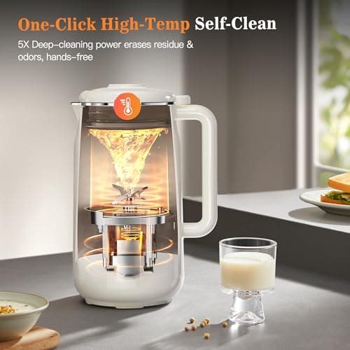 10 in 1 Nut Milk Maker Machine, 42oz IMD Screen Almond Milk Maker, Soy Milk Maker with Self-Cleaning, Delay Start, Keep Warm, Boil Water, Automatic Plant-Based Milk Blender for Soybean, Oat, Coconut - Thumbnail 6