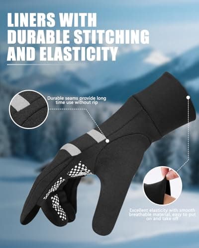 Aegend Lightweight Winter Gloves for Men Women, Warm Running Gloves Touchscreen Thermal Glove Liners for Cold Weather Driving, Cycling & Hiking, Non-Slip, Elastic Cuff, Stretchy, Durable - Thumbnail 4