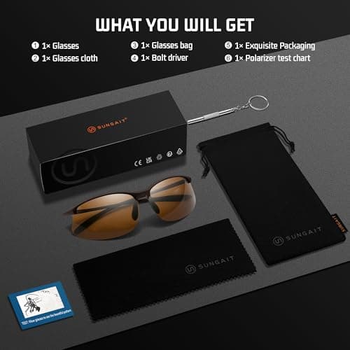 SUNGAIT Ultra-light Sports Sunglasses Rimless Polarized Sun Glasses for Men Fishing Running Cycling Driving UV400 Protection - Thumbnail 6