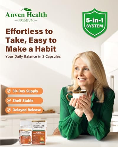 Anven Health Menopause Supplements for Women, Vitamin D3 & B6, Menopause Relief Probiotics Supports Hot Flashes, Night Sweats, Bloating & Gut Health with Black Cohosh, Herbs, Collagen | 60 Veggie Caps - Thumbnail 4
