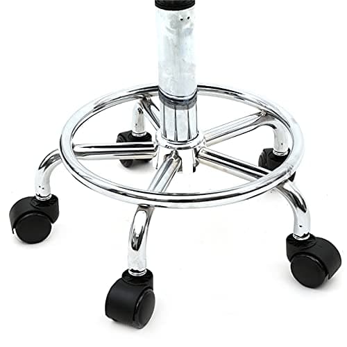 Round Bar Stool with Lines Rotation Counter Adjustable Height, Modern Bar Stools 360° Swivel PU Leather Armless Bar Chair for Kitchen Dining Living Bistro Spa, (White, Round with line & Back) - Thumbnail 4