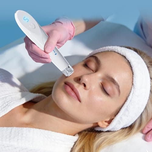 Micro Infusion System for Face & Neck Skin Care Dermabrasion Microneedling Derma Stamp 0.25mm with Peptides & Hyaluronic Acid Microneedling Serum - 6 Weeks Supply - Thumbnail 6
