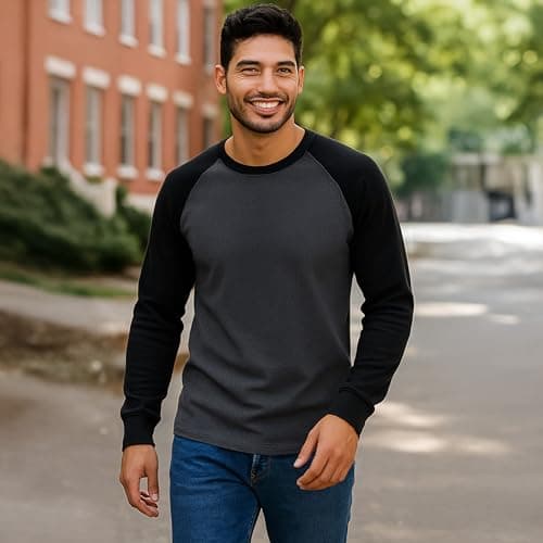 BROOKLYN'S BEST 3 Pack Mens Thermal Shirts - Long Raglan Sleeve Two Color Crew Neck Thermals for Men, Soft Base Layer Cold Weather Undershirts - Assorted Colors (XX-Large) - Thumbnail 2