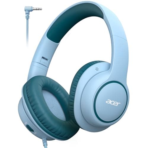 Acer Kids Headphones Wired for School - Over Ear Design, 85/94dB Safe Volume Limit, 3.5mm Jack Foldable Headphones for Toddler Boys Girls Classroom Yoto Player Chromebook Travel Green - Image 1