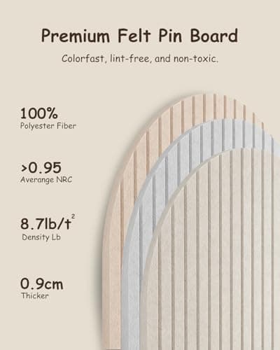 Foldable Bulletin Board 24x16 inches, 0.35" Thick Felt Wall Tiles, Large Cork Board with Adhesive Sticker, Round Edges Wall Panels for Office Bedroom Living Room, Decorative Board (Silver Grey) - Thumbnail 4