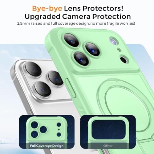 MOCCA Design for iPhone 17 Pro Case, Compatible with Magsafe [Premium Invisible Magnetic Ring Stand] [Military Drop Protection] Full Camera Guard Translucent Matte Slim Phone Cover 6.3",Matcha Green - Thumbnail 3