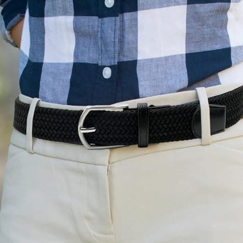 Myfunc 2Pack Belts No Holes Golf Jeans Pants Casual Stretchy Elastic Braided Woven Belt for Mens Boys Womens Girls - Thumbnail 6