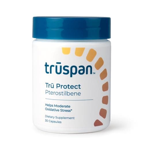 TruSpan Tru Protect Pterostilbene Capsules, Cellular Health and Antioxidant Support, 250 mg of Pterostilbene per Serving, 30 Servings