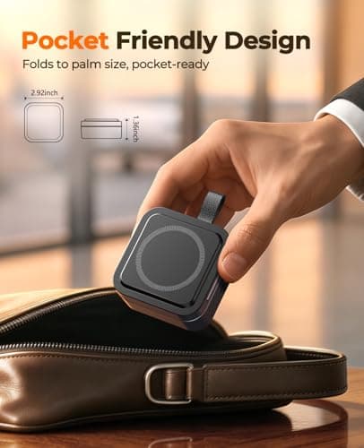 Aoara 3 in 1 Wireless Charging Station for Apple Multiple Devices, Foldable Travel MagSafe Charger Stand with 20W PD Adapter for iPhone 17 16 15 14 13, Apple Watch, AirPods Pro/4 - Space Grey - Thumbnail 2