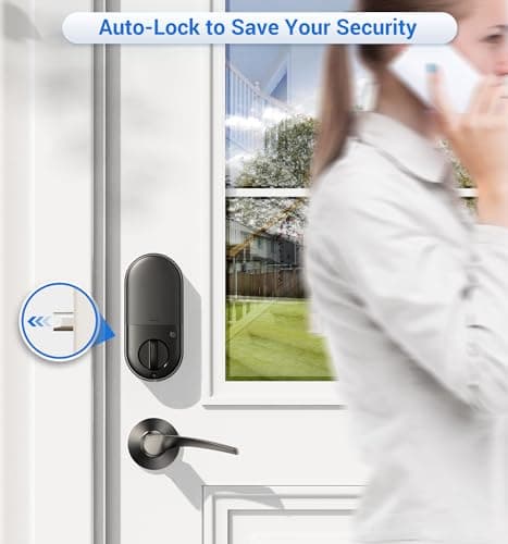 Veise RZ07B Smart Locks for Front Door, 2 Lever Handles, Fingerprint Keyless Entry, App Control Biometric Door Lock Set, Touchscreen Keypad Deadbolt, Easy Install, Auto Locking, Matte Black - Thumbnail 3