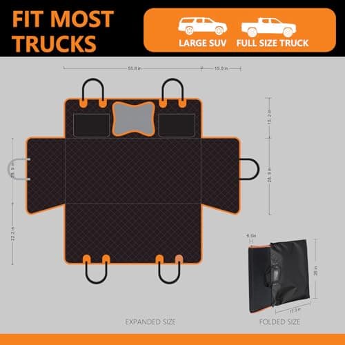 Back Seat Extender for Dogs,Dog Car Seat Cover for Back Seat with Hard Bottom Holds 500 lbs,Car Seat Protector,Waterproof Extender for Dogs,Dog HammockPet Bed for Full-Size Cars,SUVs, Small Trucks - Thumbnail 6