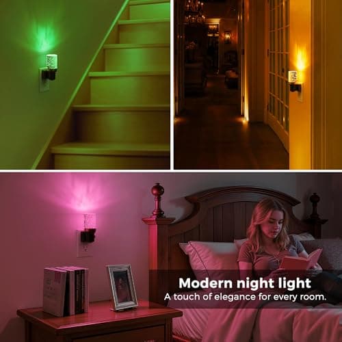 L LOHAS LED Night Light, 2 Pack Dimmable Night Lights Plug into Wall, Color Changing Nightlight RGB with Auto Light Sensor for Halloween, Christmas, Holiday, Hallway Bedroom Kids Room - Thumbnail 4