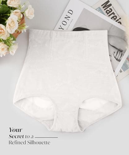 GYDEK Shapewear for Women Tummy Control Panties High Waisted Body Shaper Panty Girdle Seamless Shapewear Underwear-White - Thumbnail 5