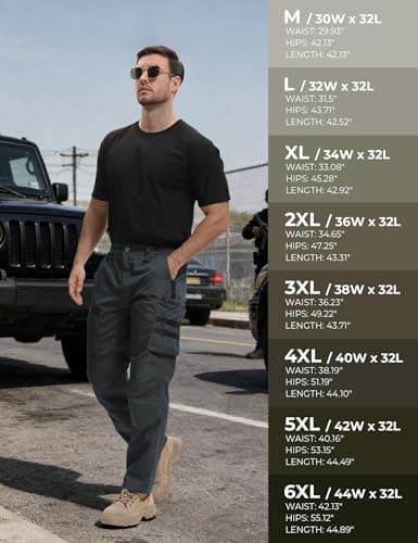 MOURCE Tactical BDU Pants for Men Water Resistant Quick Dry Cargo Pants with 7 Large Pockets Breathable Ripstop Green 2XL 32" - Thumbnail 6