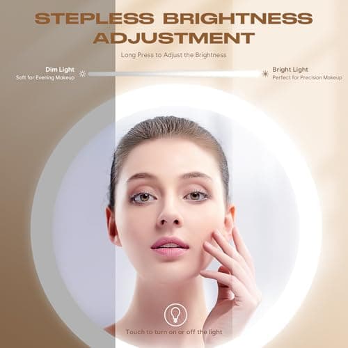 Dienmern Makeup Mirror with Lights, 1X/20X Double-Sided Magnifying Vanity Mirror, 360° Rotation, 5000mAh Rechargeable Adjustable Brightness with 3 Colors for Dorm, Living Room, Women Gift - Thumbnail 4