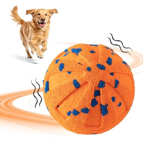 Interactive Dog Ball Toy for Medium Large Dogs, Durable E-TPU Bouncing Ball with Rechargeable Battery, Waterproof for Outdoor Play, Keeps Dogs Engaged (Orange) - Image 1