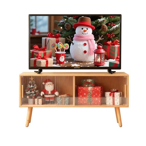 Baveke Bamboo TV Stand for TVs up to 50 Inches, Entertainment Center is Feat FSC-Certified Bamboo for Gaming Console, Modern Accent TV Console Cabinet for Living Room Bedroom (39.4) - Image 1