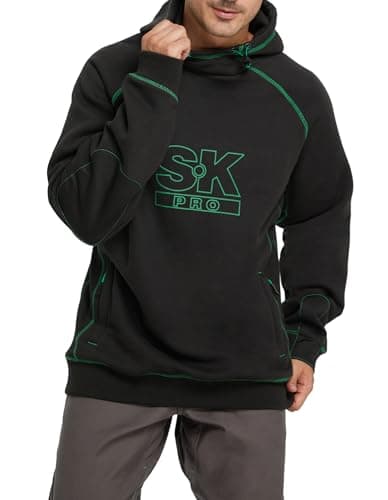 SKPRO Fleece Lined Work Hoodie for Men, Heavyweight Sweatshirt Black M - Image 1