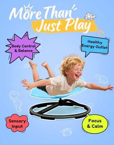 Oranmew Turtle Spinning Chair for Autistic Kids – Sensory Spinning Toy, Spin Chair for Kids Autism, Sensory Swivel Seat for Balance, Coordination, Focus & ADHD Support, Autism Sensory Products (Blue) - Thumbnail 4