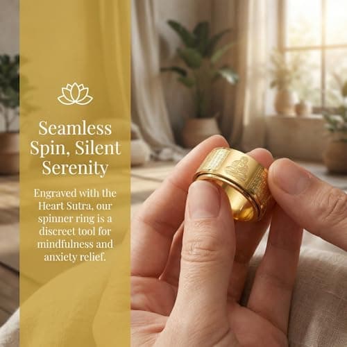 JATHIN Buddhist Inspired Spinner Ring for Men - Coin Fidget Ring Stress Relief Meditation Jewelry, Adjustable Zen Lucky Ring for Anxiety Relief & Mindfulness Practice，Bring wealth (8) - Thumbnail 5