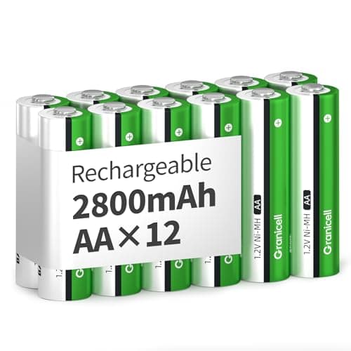 Granicell AA Rechargeable Batteries｜Durable AA Rechargeable Battery｜2800 mAh High Capacity 1300 Cycle,1.2V NiMH Low Self Discharge AA Battery,12 Pack