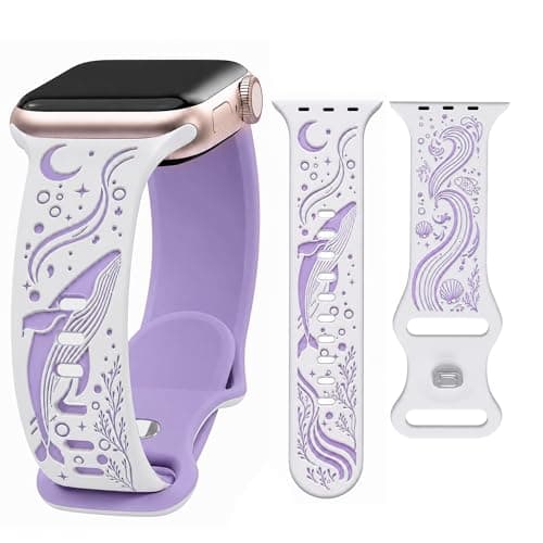 HATILP Whale Engraved Band Compatible with Apple Watch 38/40/41/42mm, Two-Layer Sculpted Ocean Design Soft Silicone Strap for Women, Series 11 10 SE Ultra 9 8 7 6 5 4 3 2 1