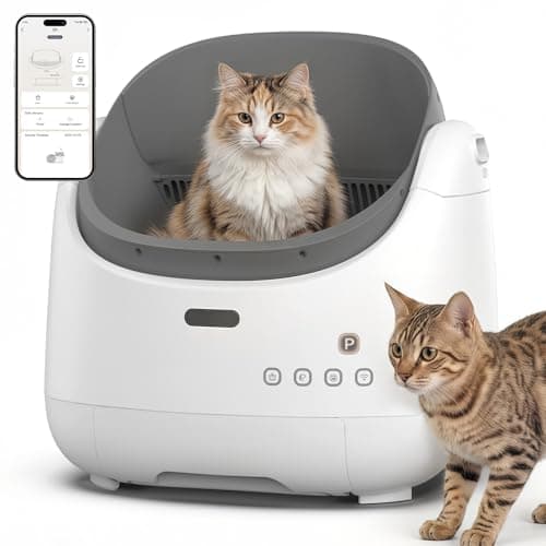 Self Cleaning Litter Box, Open Top Automatic Litter Box with Cat Proximity Sensing, Anti-Pinch 100L Large Auto Robot for Multiple Cats, Including Litter Mat Waste Bag