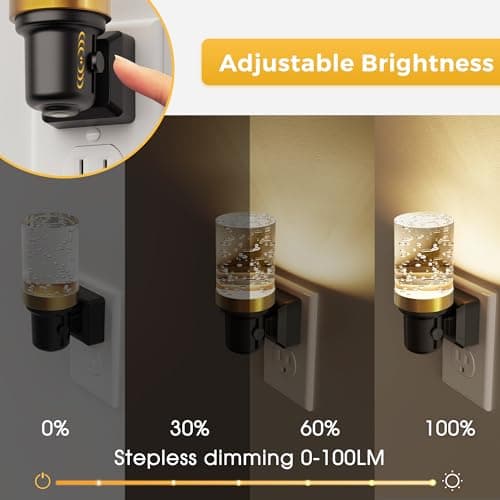 L LOHAS LED Night Light, Dimmable Bubble Night Lights Plug into Wall, 2 Pack Automatic Night Lights Plug in with Auto Light Sensor, Adjustable Brightness 3000K LED Night Light, for Bedroom Hallway Hom - Thumbnail 2