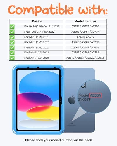 ProCase Kids Case for iPad A16 11th Gen/iPad 10th Gen 10.9 inch/iPad Air 11 inch M4 M3 M2/ Air 5th/ Air 4th, Shockproof Cover with Pencil Holder, Ring Stand Handle, Shoulder Strap -Blue & Yellow - Thumbnail 2