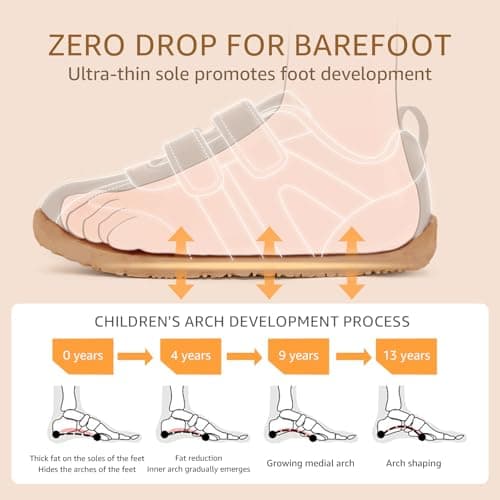 STQ KIDS Toddler Wide Toe Box Shoes Boys Barefoot Shoes Kids Tennis Sneakers Casual Non-Slip Fashion Preschool First Walking Running Shoe Outdoor Activities Graphite Black Toddler Size 5 - Thumbnail 5