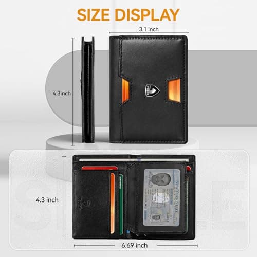 GSOIAX Wallet for Men, Slim Top Grain Leather Wallet with 13 Card Slots & 1 Bill Compartment - RFID Blocking Thin Minimalist Bifold, Front Pocket Credit Card Holder, Mens Birthday Gift (BLACK) - Thumbnail 3