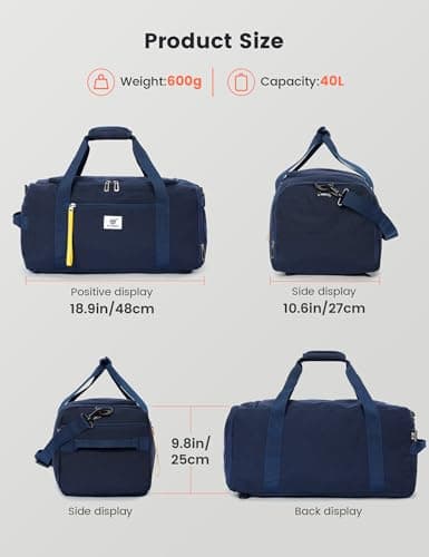SKYSPER Gym Bag Men Women - 40L Sports Bag Duffle Backpack with Shoe Compartment Wet Pocket for Fitness,Sport,Travel & Workout(Navyblue) - Thumbnail 4
