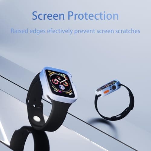 SDOCEBF Rugged Case for Apple Watch Case 41mm 40mm Series 9/8/7/6/5/4/SE3/2/1, Soft Flexible TPU Shockproof Protective Cover Thin Bumper for iWatch 41mm 40mm, Blue-White - Thumbnail 4