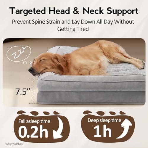 MEKIY Large Dog Bed - XL Orthopedic Egg-Crate Memory Foam Dog Beds with Removable Washable Cover, Waterproof Pet Beds with Non-Slip Bottom, Grey - Thumbnail 3