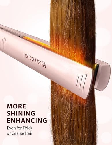 ZM ZHEMEI Hair Straightener, 1 Inch Flat Iron Hair Straightener with LED Display, Professional PTC Ceramic Negative Ion Hair Iron Dual Voltage for Women Hair, Heats up to 446°F, 6 Temps (Rosegold) - Thumbnail 6