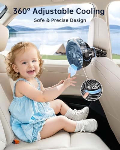 SWEETFULL Misting Stroller Fan – Portable Baby Fan with Spray Cooling, 4 Speeds, Quiet Rechargeable Fans for Travel, Outdoor, Golf Cart, Car Seat, Beach (Black) - Thumbnail 6