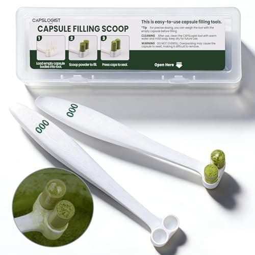 CAPSLogist Capsule Scoops 2 Pack, Tools for Filling Capsules, Empty Pill Capsule Filler for Supplements Powdered, Suitable for Size 000 - Image 1